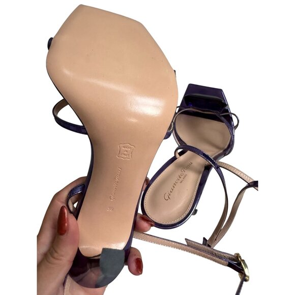 GIANVITO ROSSI Jaipur Indigo Purple Crystal Embellished Leather Sandals Heels Si - Picture 9 of 14